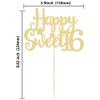 Gyufise 1Pc Happy Sweet 16 Cake Topper Gold Glitter 16th Birthday Cake Topper Sweet 16 Decorations 16th Birthday Decorations view 2