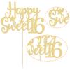 Gyufise 1Pc Happy Sweet 16 Cake Topper Gold Glitter 16th Birthday Cake Topper Sweet 16 Decorations 16th Birthday Decorations view 3