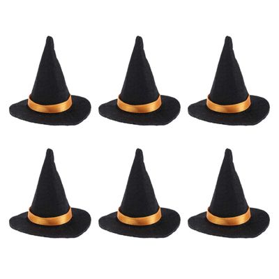 6 Pcs Witch Hat Felt Small Witch Hats Halloween Decorations Wine Bottle Caps Halloween Party Props Birthday Wedding DIY Crafts Accessories