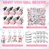 Fumete 86 Pcs Cow Party Favors Supplies Include Cow Keychain Party Paper Bags Keychains Cow Silicone Bracelets Vinyl Stickers for Girls Kids Baby Shower Treat Goodie Birthday Supplies view 3