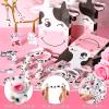 Fumete 86 Pcs Cow Party Favors Supplies Include Cow Keychain Party Paper Bags Keychains Cow Silicone Bracelets Vinyl Stickers for Girls Kids Baby Shower Treat Goodie Birthday Supplies view 4