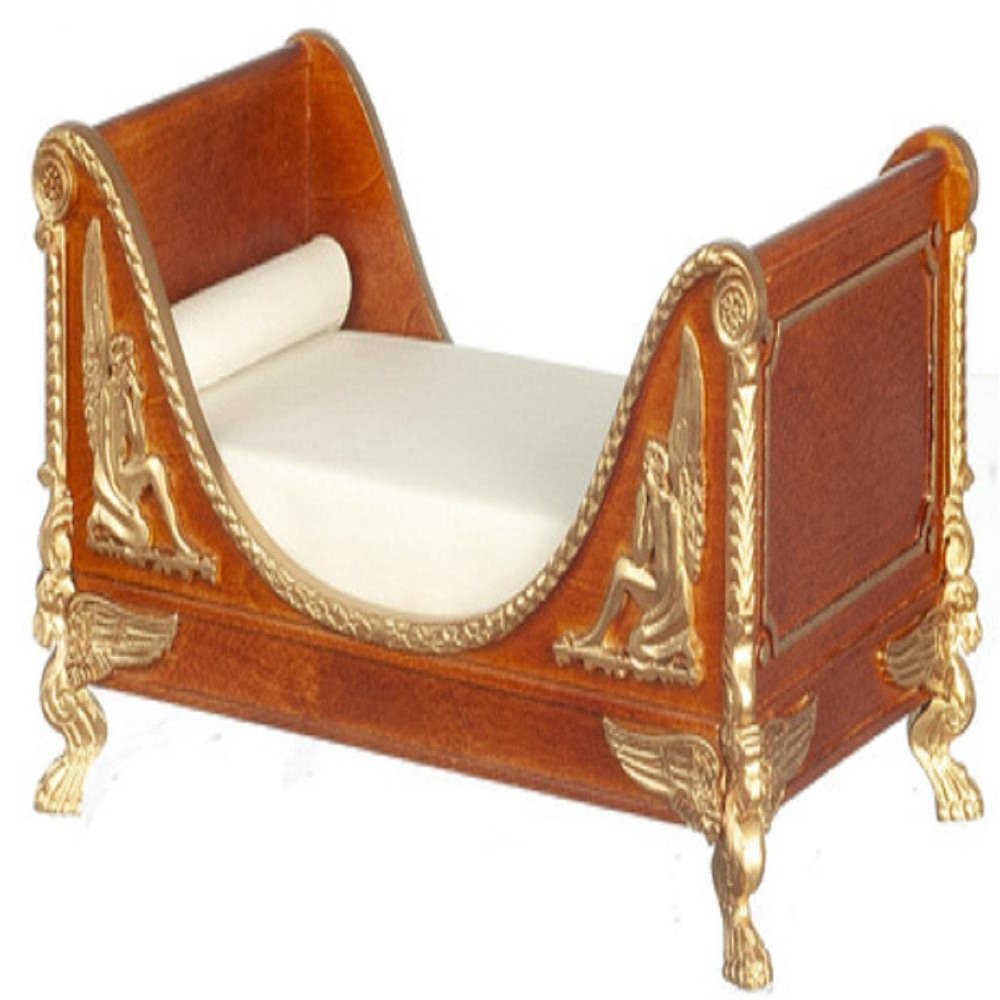 Melody Jane Dolls Houses Dollhouse Walnut Ferdinand II Single Sleigh Bed JBM Miniature Furniture 1:12
