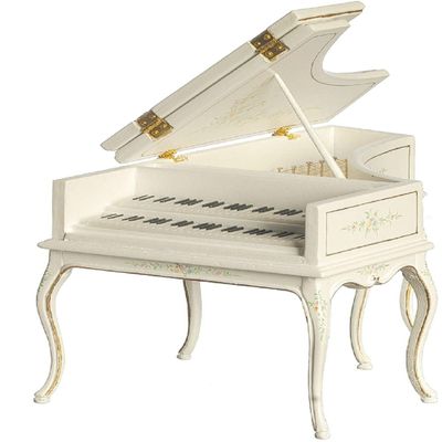 Melody Jane Dolls Houses Dollhouse Grand Piano French Baroque White JBM Music Room Furniture 1:12 Scale