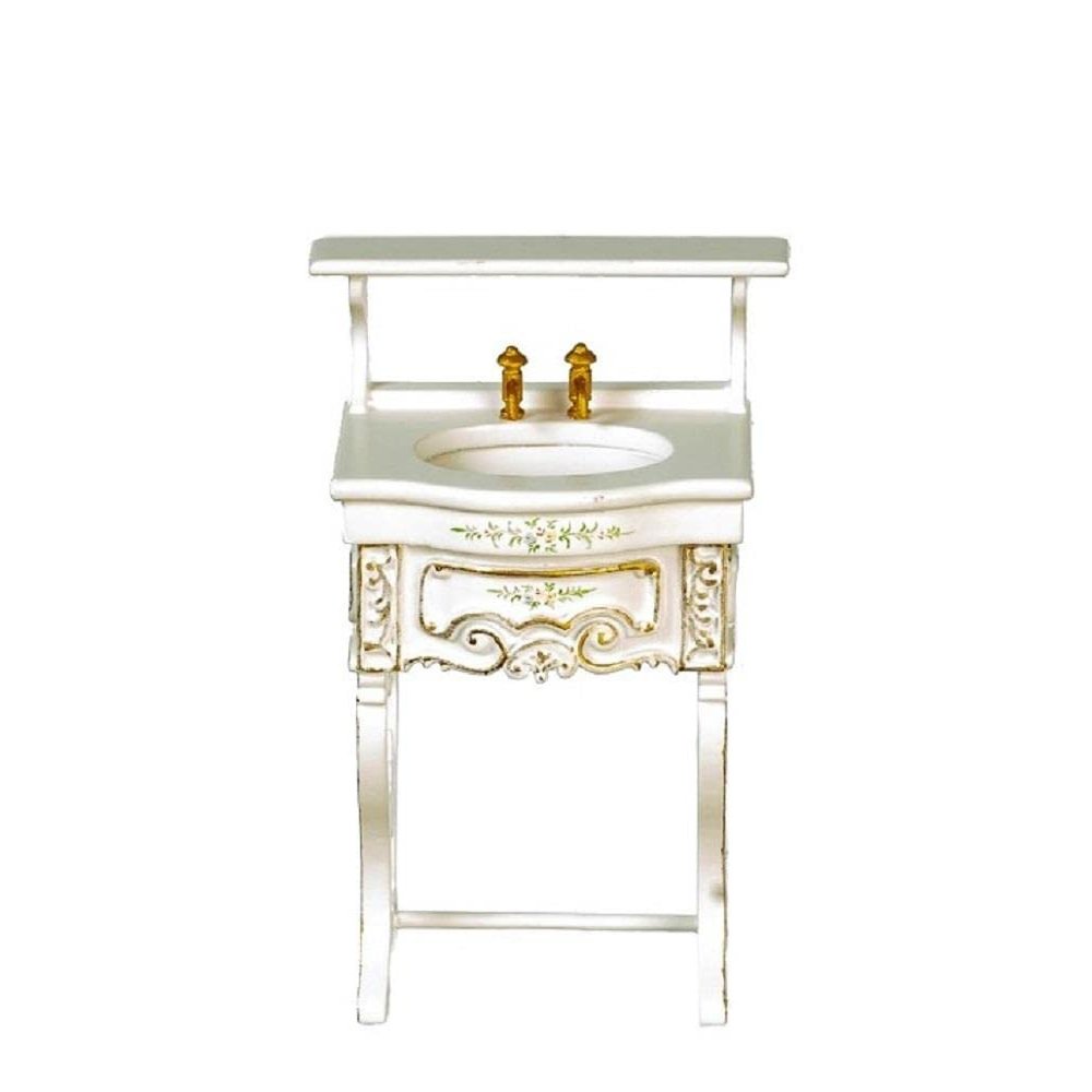 Melody Jane Dolls Houses Dollhouse Victorian Washstand White Hand Painted JBM Bathroom Furniture 1:12
