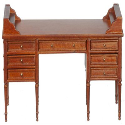 Melody Jane Dolls Houses Dollhouse Double Pedestal Kneehole Desk 18th C JBM Miniature Walnut Furniture