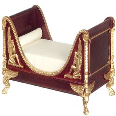 Melody Jane Dolls Houses Dollhouse Mahogany Ferdinand II Single Sleigh Bed JBM Miniature Furniture 1:12