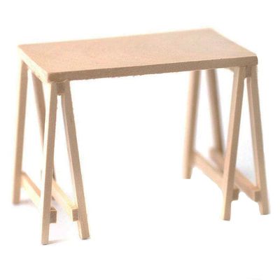 Melody Jane Dolls Houses Dollhouse Bare Wood Nook Trestle Table Miniature Kitchen Dining Room Furniture