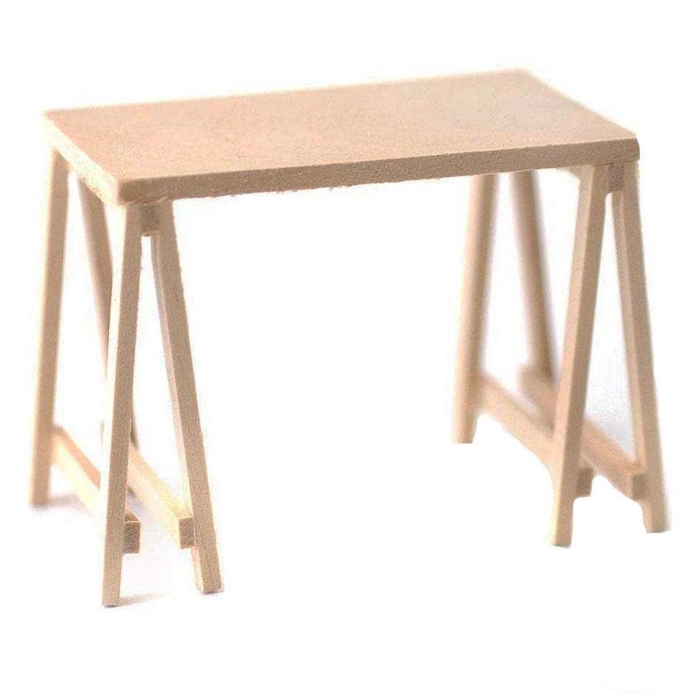 Melody Jane Dolls Houses Dollhouse Bare Wood Nook Trestle Table Miniature Kitchen Dining Room Furniture