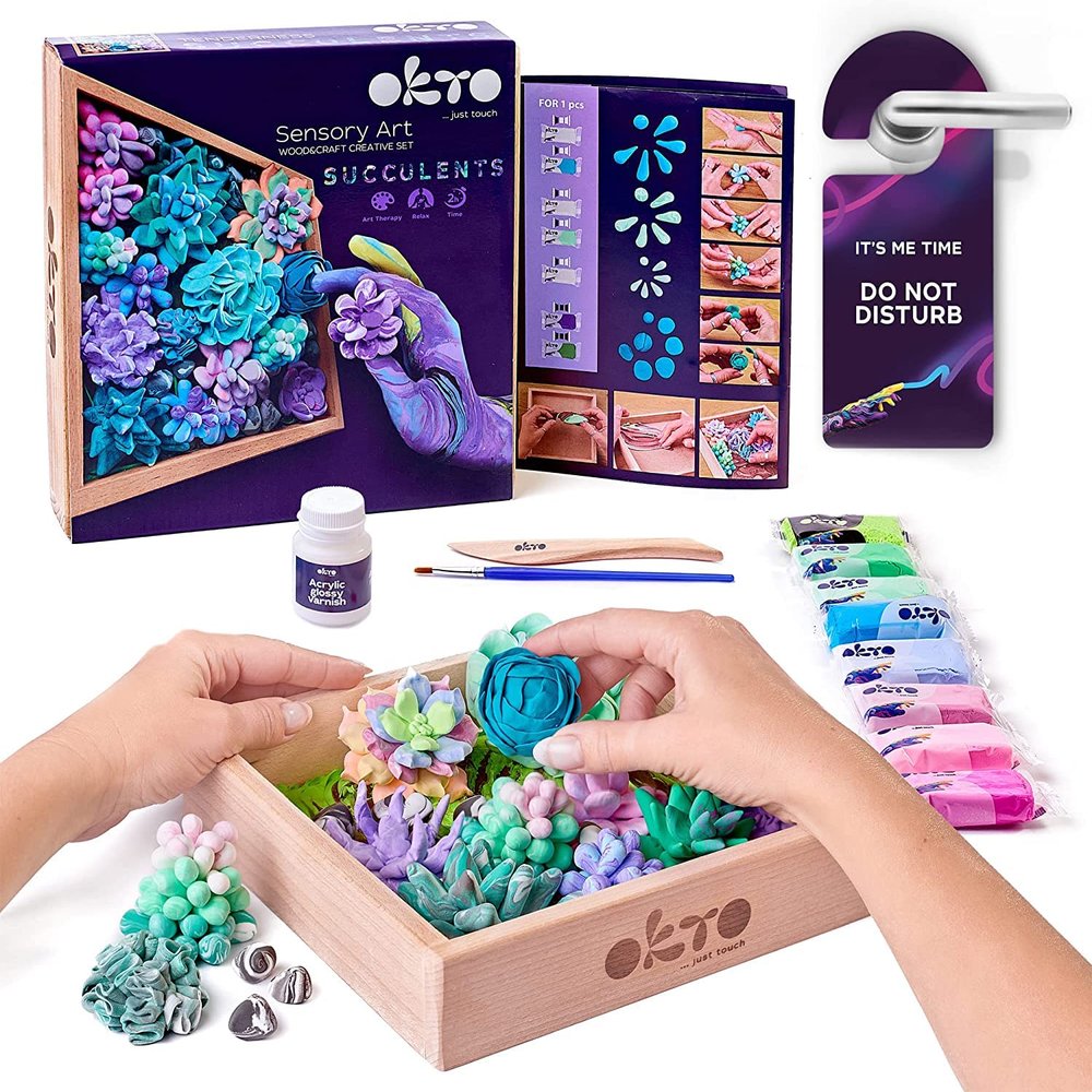 Art Kit Tenderness | Succulents Art Set 3D for Home Wall Decor | Craft Kits for Adults and Teen | Craft Box with Modeling Clay for Succulents | Hobby Kits Succulent DIY Kits