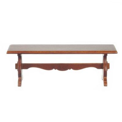 Melody Jane Dolls Houses Dollhouse Walnut Trestle Bench Long JBM Miniature Dining Room Furniture 1:12