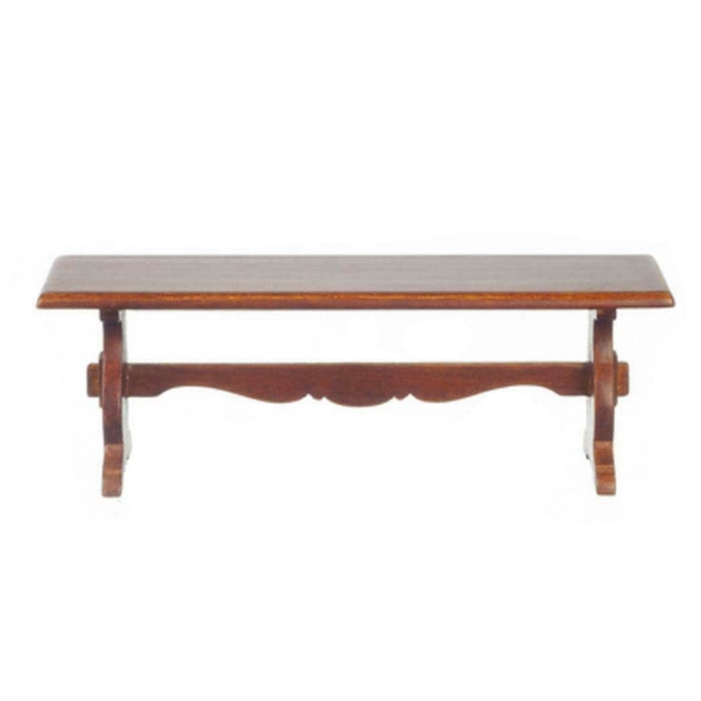 Melody Jane Dolls Houses Dollhouse Walnut Trestle Bench Long JBM Miniature Dining Room Furniture 1:12