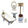 Melody Jane Dolls Houses Dollhouse White Porcelain Bathroom Suite Gold Trim Miniature Furniture Set view 1