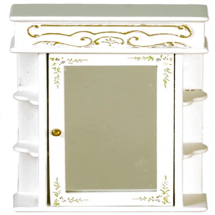 Melody Jane Dolls Houses Dollhouse Victorian Wall Cabinet White Hand Painted JBM Bathroom Furniture