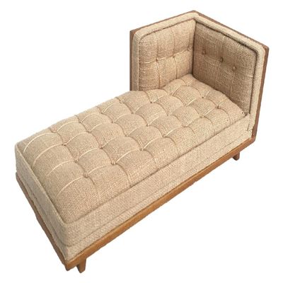 Melody Jane Dolls Houses Dollhouse Chaise Lounge Beige Mid Century JBM Miniature Walnut Furniture 1:12