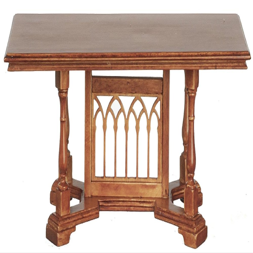 Melody Jane Dolls Houses Dollhouse Trestle Table Jacobean JBM Miniature Walnut Dining Room Furniture 1:12