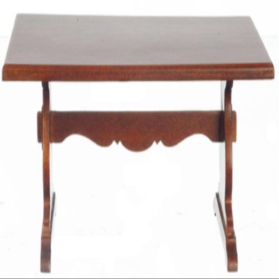 Melody Jane Dolls Houses Dollhouse Nook Trestle Table JBM Miniature Walnut Dining Room Furniture 1:12