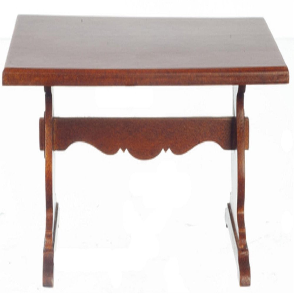 Melody Jane Dolls Houses Dollhouse Nook Trestle Table JBM Miniature Walnut Dining Room Furniture 1:12