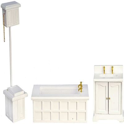 Melody Jane Dolls Houses Dollhouse Victorian Bathroom Suite Miniature White Furniture Set 1:12 Scale