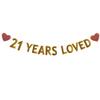 Betteryanzi Gold 21 Years Loved Banner,Pre-Strung,21st Birthday/Wedding Anniversary Party Decorations Supplies,Glitter Paper Garlands Backdrops,Letters Gold 21 Years Loved view 1