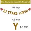 Betteryanzi Gold 21 Years Loved Banner,Pre-Strung,21st Birthday/Wedding Anniversary Party Decorations Supplies,Glitter Paper Garlands Backdrops,Letters Gold 21 Years Loved view 2