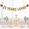 Betteryanzi Gold 21 Years Loved Banner,Pre-Strung,21st Birthday/Wedding Anniversary Party Decorations Supplies,Glitter Paper Garlands Backdrops,Letters Gold 21 Years Loved view 4