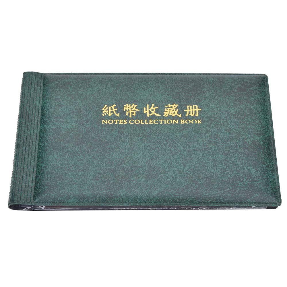 Zerodis Paper Collection Book Holder, Paper Money Collection Album Book World Currency Collecting Album for Currency Album Bill Banknote Stamp Badges Souvenirs Dark Green