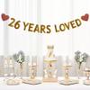 Betteryanzi Gold 26 Years Loved Banner,Pre-Strung,26th Birthday/Wedding Anniversary Party Decorations Supplies,Glitter Paper Garlands Backdrops,Letters Gold 26 Years Loved view 4