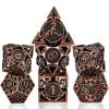 WZLHJRAR Dice Set d&d Metal Hollow Dice RPG Dice Polyhedron MTG for Dungeons & Dragons TTRPG Game Gift Warhammer Dice Set - Red Copper view 1