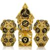 WZLHJRAR Dice Set d&d Metal Hollow Dice RPG Dice Polyhedron MTG for Dungeons & Dragons TTRPG Game Gift Warhammer Dice Set - Imitation Gold Black view 1