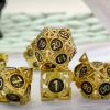 WZLHJRAR Dice Set d&d Metal Hollow Dice RPG Dice Polyhedron MTG for Dungeons & Dragons TTRPG Game Gift Warhammer Dice Set - Imitation Gold Black view 3