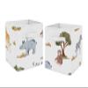 Sweet Jojo Designs Jungle Animals Foldable Fabric Storage Cube Bins Boxes Organizer Toys Kids Baby Set of 2 Dark Hunter Green Yellow Grey Black White Wildlife Safari Elephant Giraffe Monkey Leopard view 1
