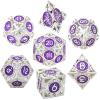 WZLHJRAR Dice Set d&d Metal Hollow Dice Polyhedron RPG Dice MTG for Dungeons & Dragons TTRPG Game Gift Warhammer Dice Set D20 D12 D10% D10 D8 D6 D4 - Silver and Purple view 1
