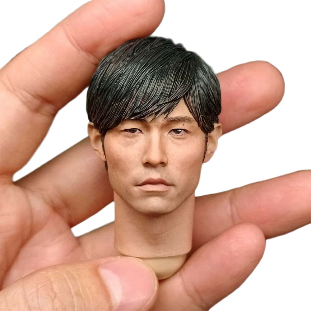 1/6 Scale Male Head Sculpt, Asian Male Head Carved for 12inch Soldier Action Figure Doll (B)