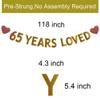 Betteryanzi Gold 65 Years Loved Banner,Pre-Strung,65th Birthday/Wedding Anniversary Party Decorations Supplies,Glitter Paper Garlands Backdrops,Letters Gold 65 Years Loved view 2