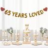 Betteryanzi Gold 65 Years Loved Banner,Pre-Strung,65th Birthday/Wedding Anniversary Party Decorations Supplies,Glitter Paper Garlands Backdrops,Letters Gold 65 Years Loved view 4