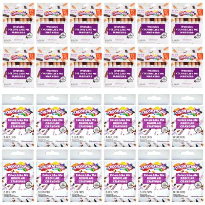Colors Like Me Markers & Crayons, 24 Sets, Each 8 Colors, Assortment of Realistic Skin Tones, Easy for Small Hands to Grasp and Apply