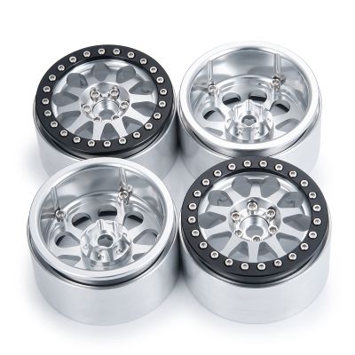 4pcs 2.2" Beadlock Wheel Rims Hubs, 1/10 RC Wheel Rims for Axial Wraith AX90018 90048 RC Car Upgrade Parts(Silver & Black)