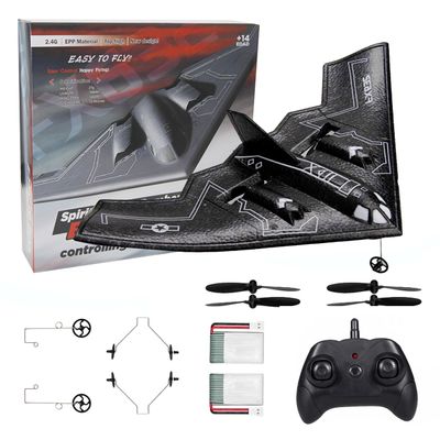 Eayaele RC B-2 Spirit Bomber Plane, 2CH Remote Control Airplane Foam Toy for Beginners Easy Ready to Fly Kids Boys (Black)