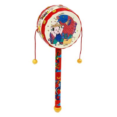 Kisangel Monkey Drum Chinese Rattle Drum Traditional Wooden Baby Handheld Rattle for Baby Soothing Toy