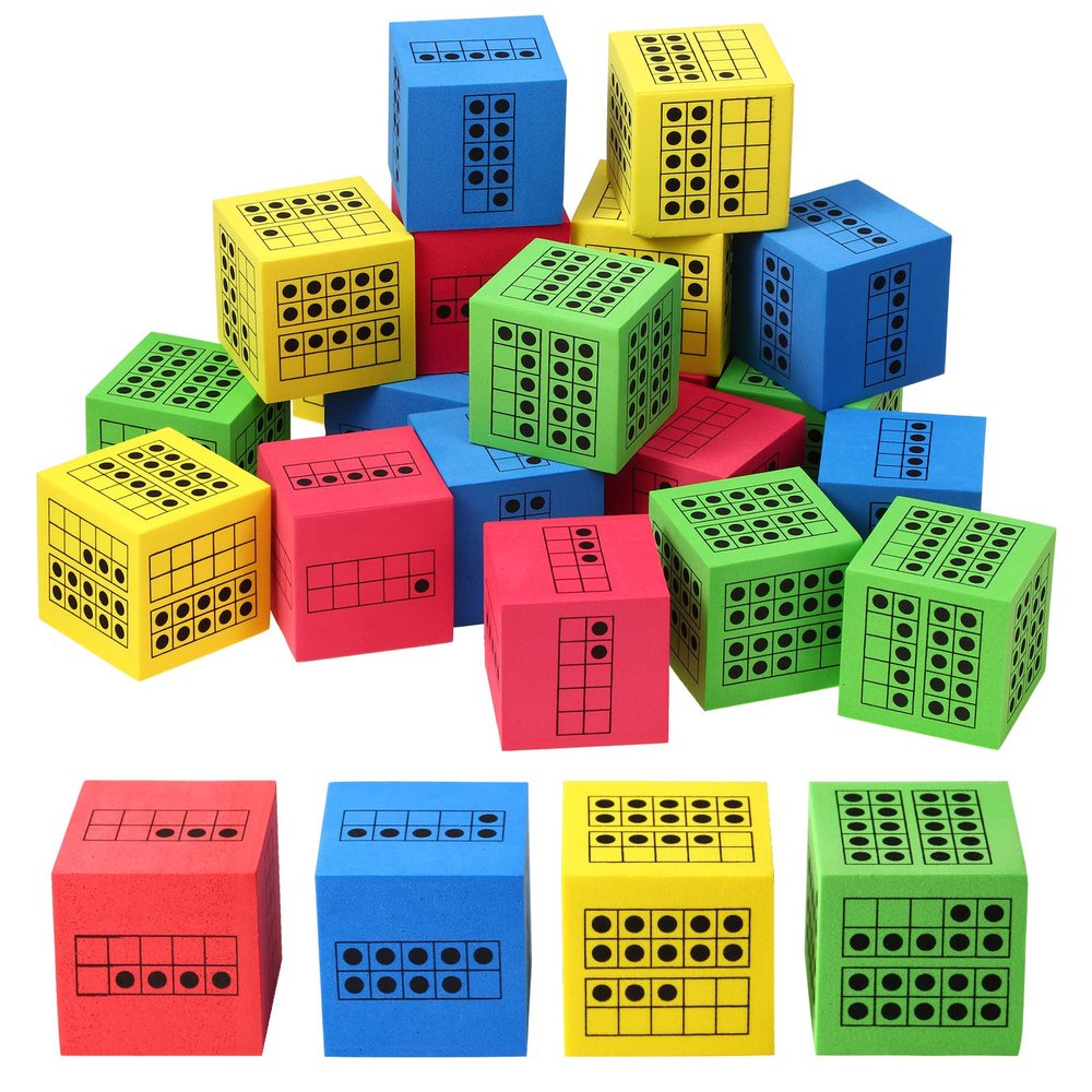 Hanaive 20 Pcs Ten Frame Foam Dice for Classroom Math Manipulatives Kindergarten Classroom Supplies for Teachers Elementary Subitizing Educational Counting Toys Math Learning Tools