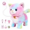 Jimate Interactive Electronic Plush Toy Walking and Barking Robot Cat Plush Cat Remote Control Kitten for Girls (Colorful Cat) view 1