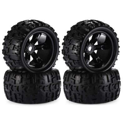 LAFEINA 150mm RC Pre-glued Tires and Wheels Set, 17mm Hex Tyres for 1:8 Monster Car Redcat Rovan HPI E-MAXX Savage Flux HSP Kyosho Hobao Arma Kraton (4 PCS)