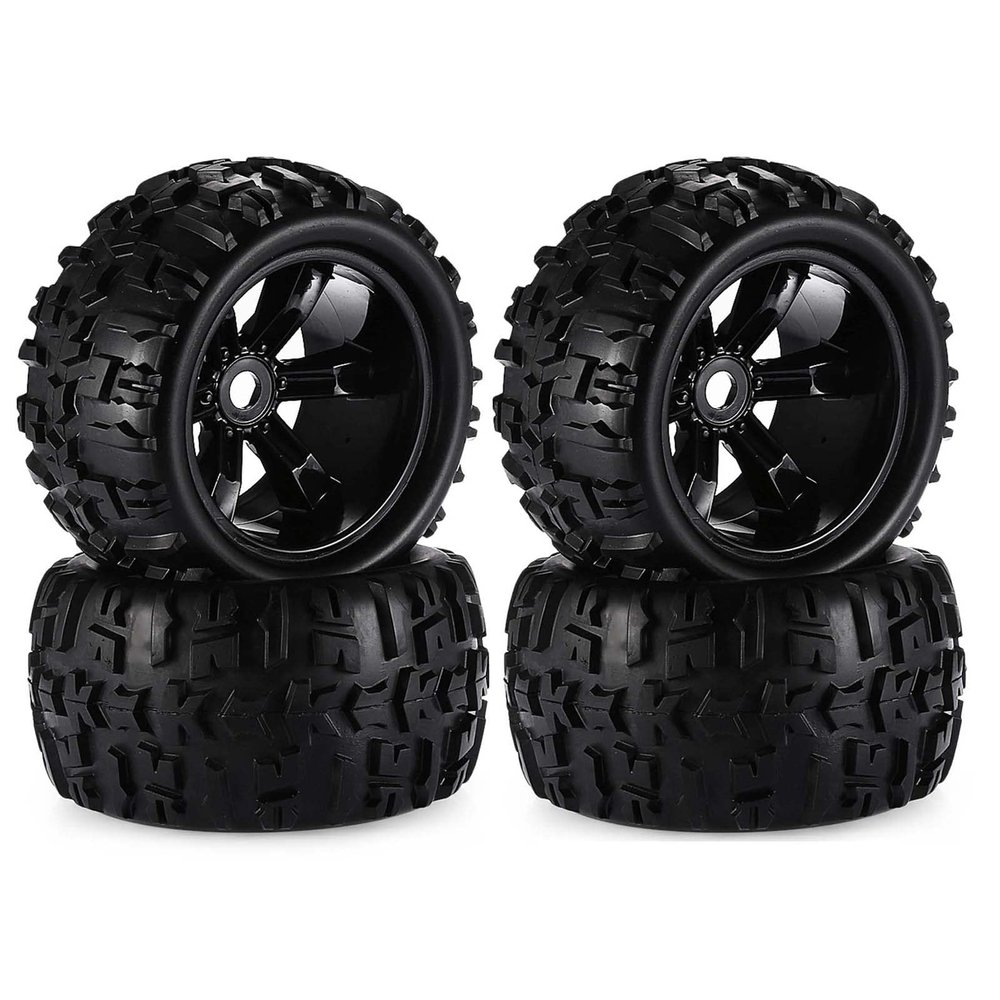 LAFEINA 150mm RC Pre-glued Tires and Wheels Set, 17mm Hex Tyres for 1:8 Monster Car Redcat Rovan HPI E-MAXX Savage Flux HSP Kyosho Hobao Arma Kraton (4 PCS)