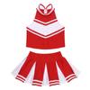 ACSUSS Kids High School Girls Cheerleading Costume Musical Uniform Dress Outfit Crop Tops with Skirts Set Red&White 14 Years view 3