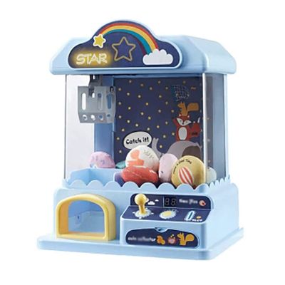 Beyori Children Grab Doll Machine Mini Home Small Game Console Creative Music& Lights Claw Toy Coin-Operated Candy Play, Giving Children The Best Gift (Color : Blue)