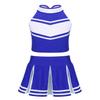 ACSUSS Kids High School Girls Cheerleading Costume Musical Uniform Dress Outfit Crop Tops with Skirts Set Blue&White 14 Years view 1