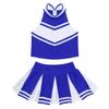 ACSUSS Kids High School Girls Cheerleading Costume Musical Uniform Dress Outfit Crop Tops with Skirts Set Blue&White 14 Years view 3