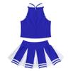 ACSUSS Kids High School Girls Cheerleading Costume Musical Uniform Dress Outfit Crop Tops with Skirts Set Blue&White 14 Years view 4