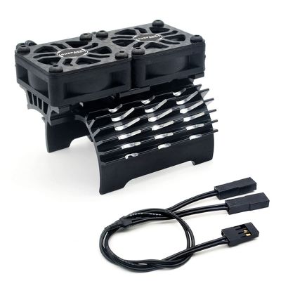 Xiangtat 56mm RC Motor Cooling Fans, Hobby Twin Fan with Metal Heatsink for 1/8 1/10 RC Car 3650 3660 540 550 (56mm Black for 55/56/58mm Motor)