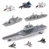 Crelloci Aircraft Carrier Military Naval Ship with Pull Back Army Fighter Jet Toy Small Scale Model Plane Submarine Kids' Play Vehicle Set for Boy Girl Children view 1